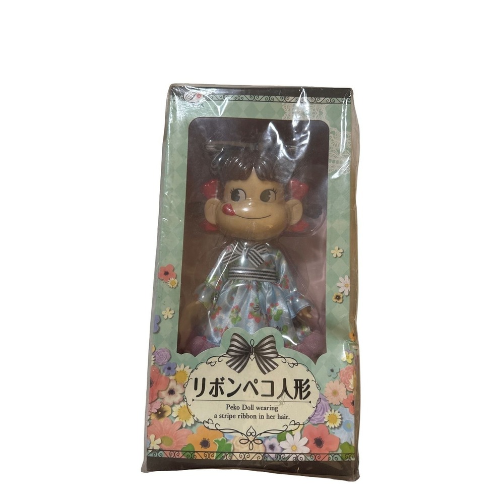 Fujiya Peko Chan Stripe Ribbon Flower Garden Doll Blue Dress Japanese Collector'